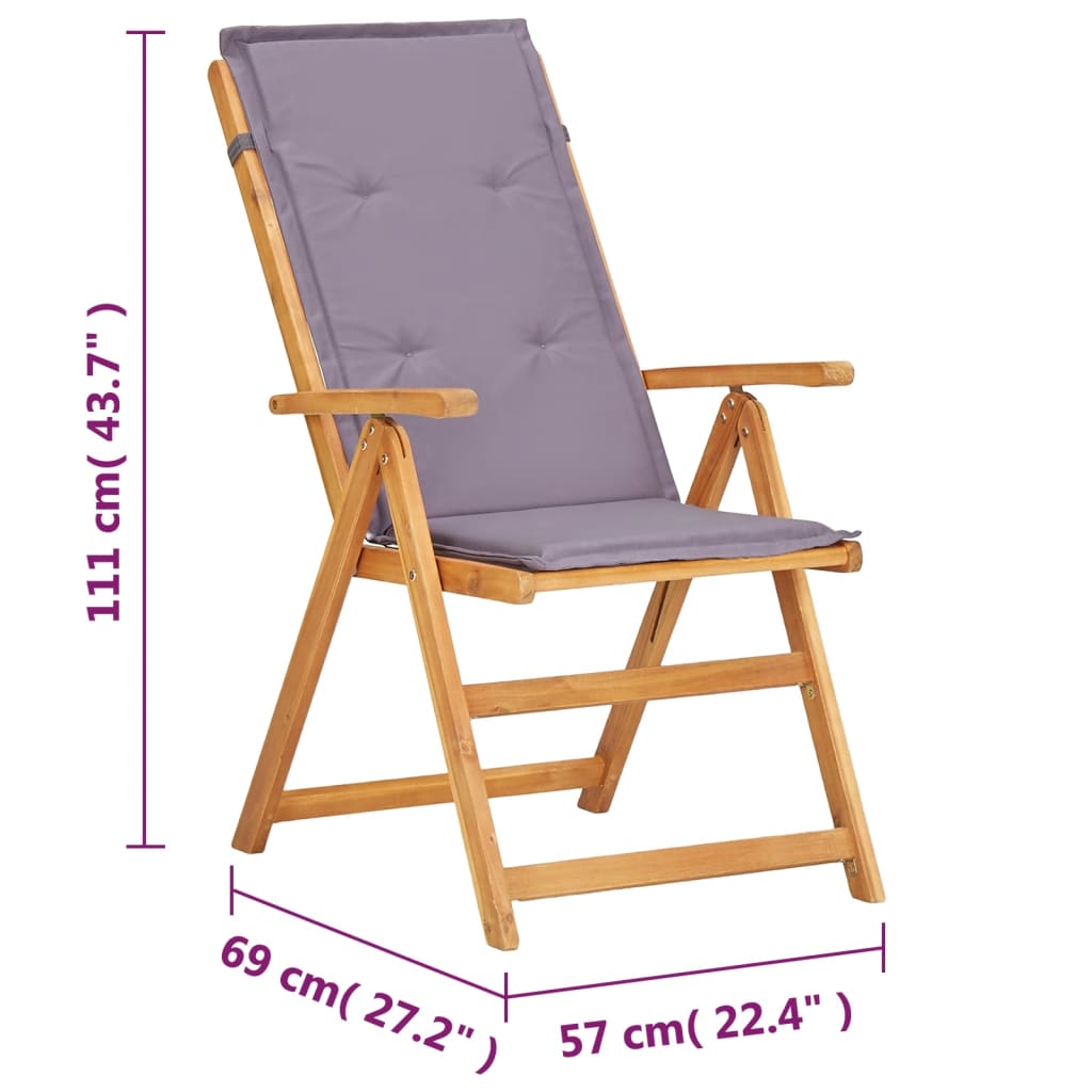 Verstellbare Gartenstühle 2 Stk. Braun Massivholz Akazie